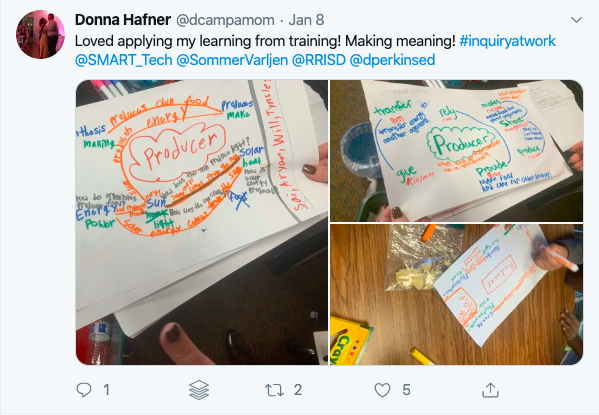 Image of Tweet with student work samples