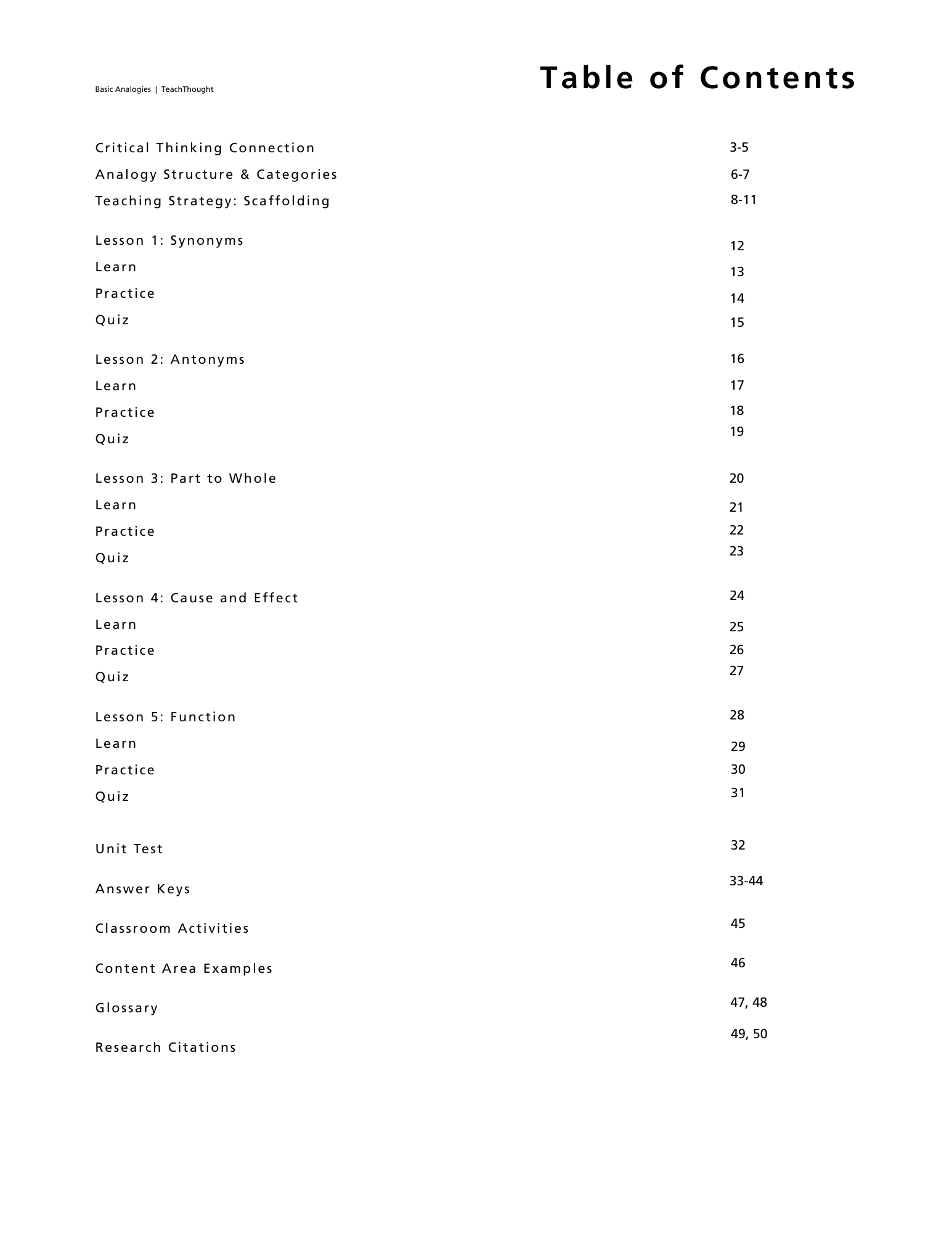 Table of Contents